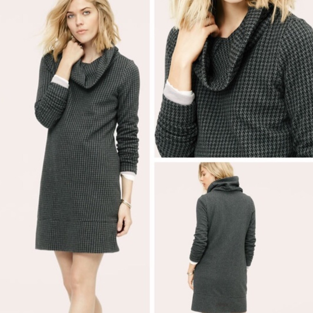Black and gray long sleeve houndstooth dress